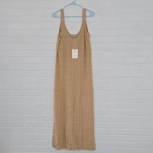 Show Me Your Mumu XL Knit Tank Maxi Dress Tan Lined Geometric Pattern